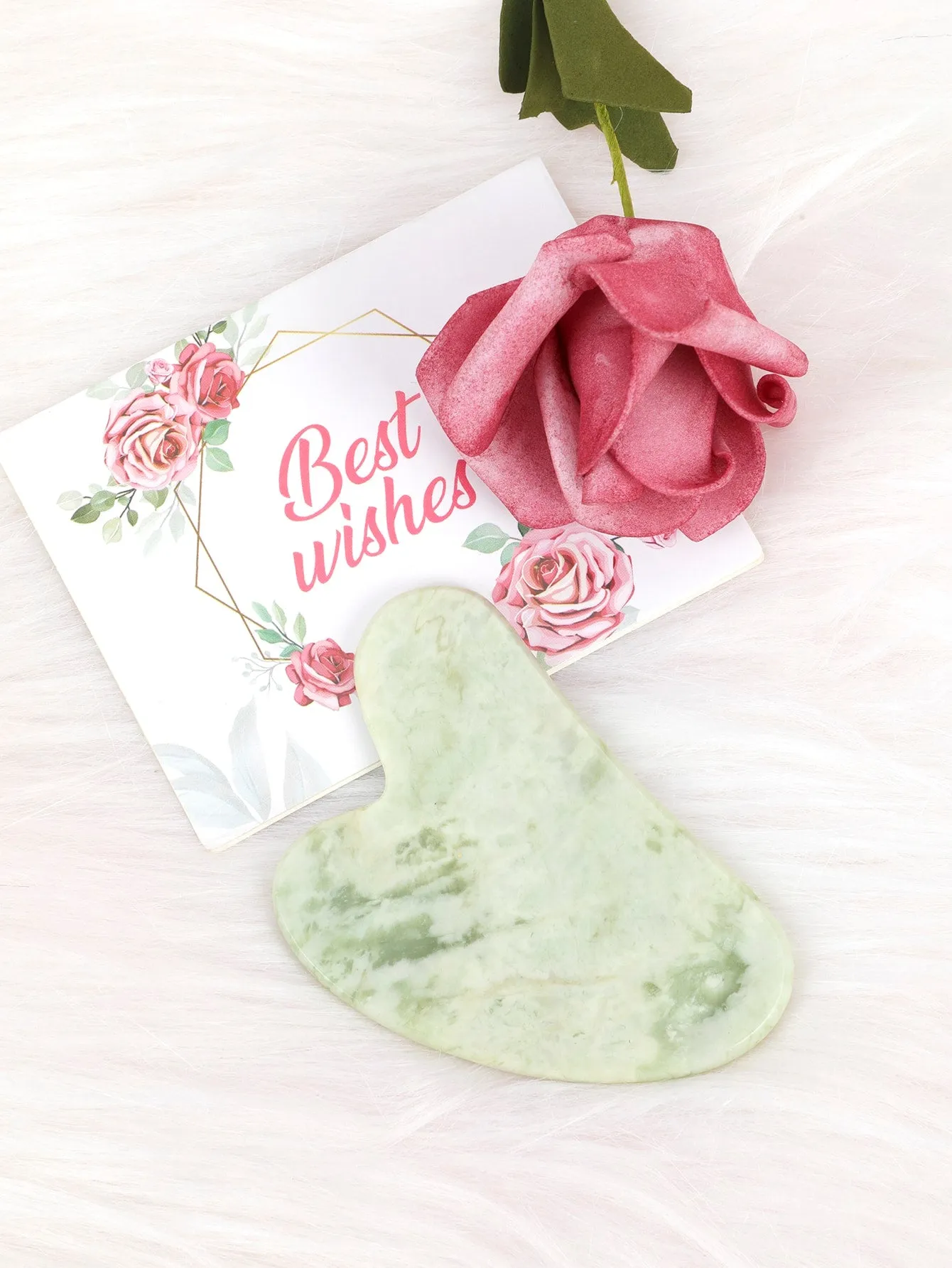1pc Heart Design Gua Sha Board Natural Jade Facial Massager Tools For Skin Lifting And Reduce Puffiness Wrinkle Skin Care Tools