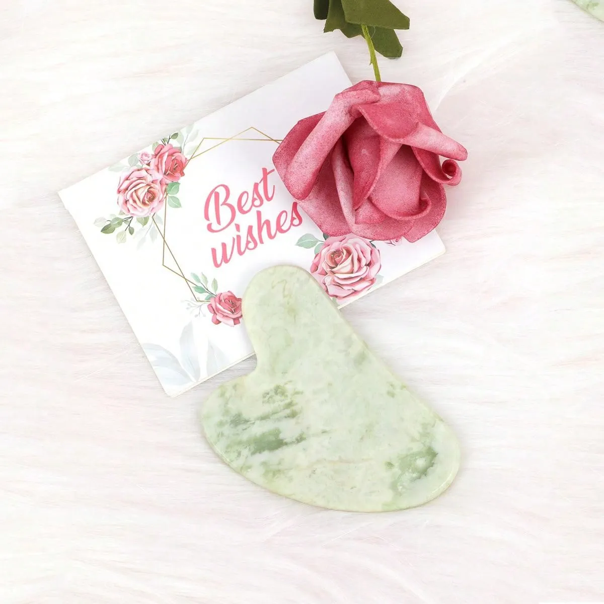 1pc Heart Design Gua Sha Board Natural Jade Facial Massager Tools For Skin Lifting And Reduce Puffiness Wrinkle Skin Care Tools