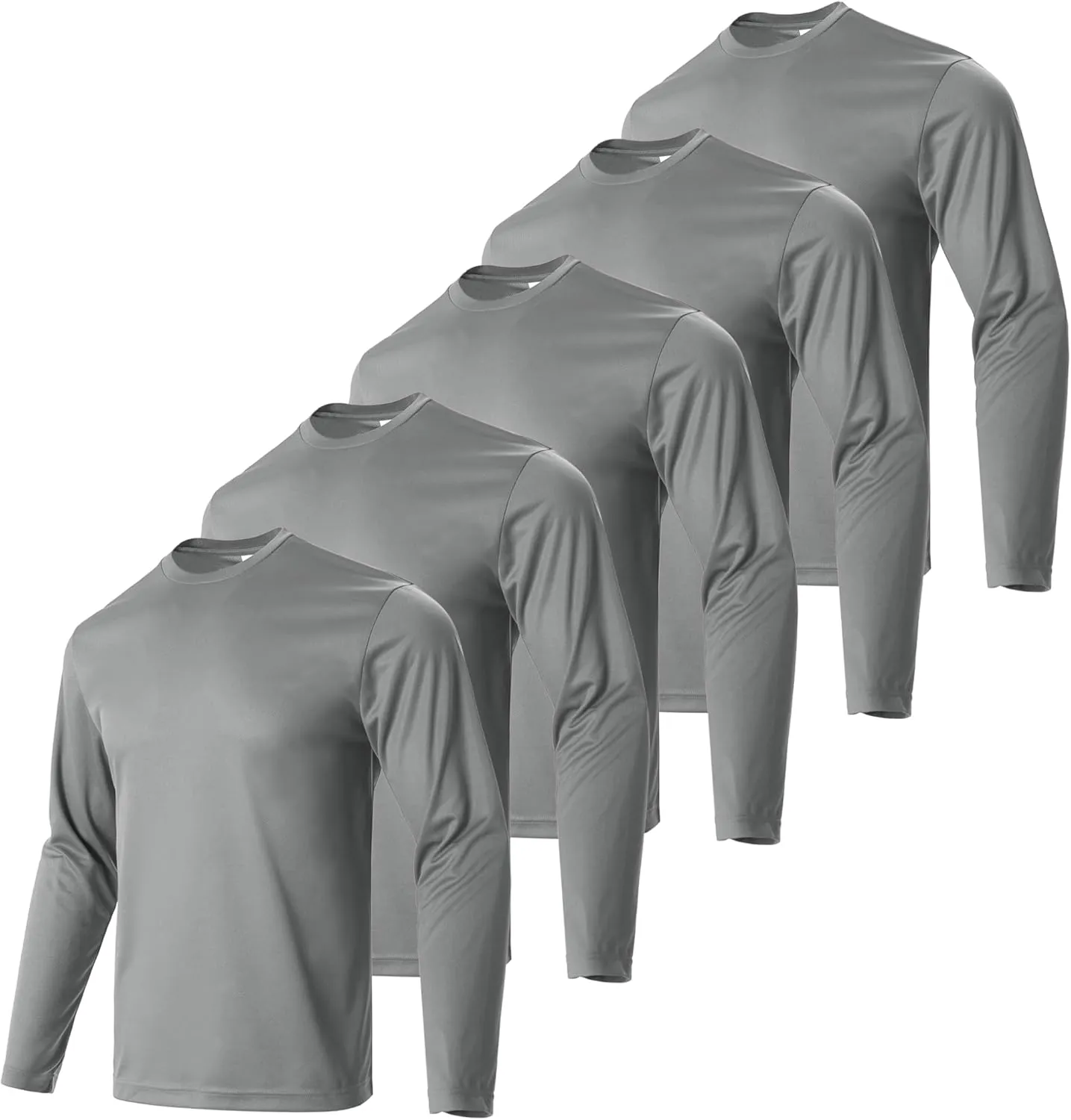 5 Pack Men's T-Shirts,Long Sleeve Athletic Shirt Men,Quick Drying Soft Moisture Wicking Odor Protection