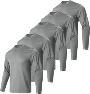 5 Pack Men's T-Shirts,Long Sleeve Athletic Shirt Men,Quick Drying Soft Moisture Wicking Odor Protection