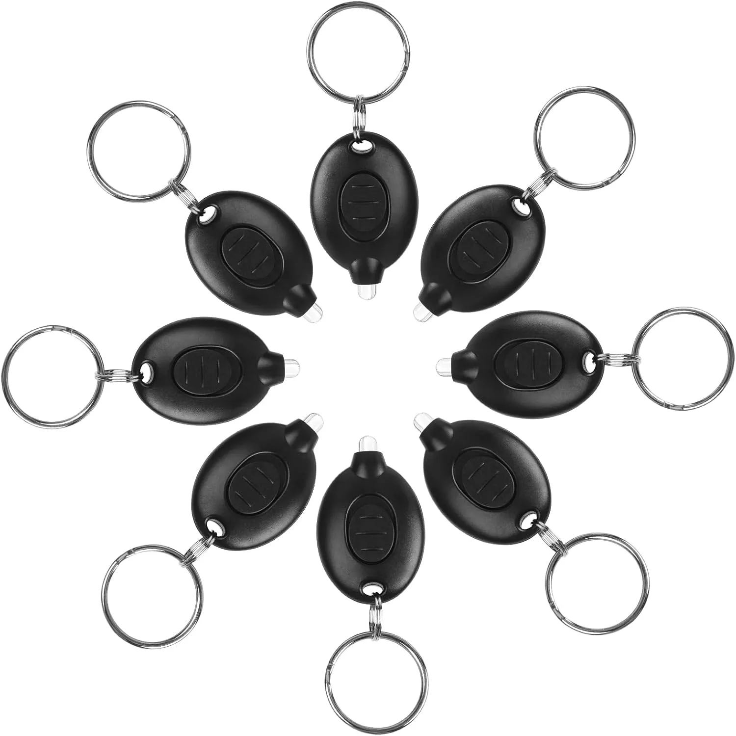 8-Pack, Mini LED Keychain Flashlight, Ultra Bright Battery Powered Key Ring Light, 12 Lumen LED Keychain Light - White Light with Black Shell