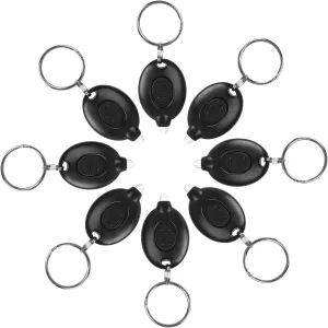 8-Pack, Mini LED Keychain Flashlight, Ultra Bright Battery Powered Key Ring Light, 12 Lumen LED Keychain Light - White Light with Black Shell