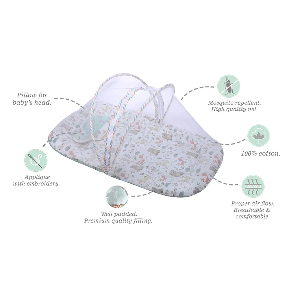 Abracadabra Gadda Set with Mosquito Net & Shaped Pillow Bambi & Friennds Theme - Multicolour