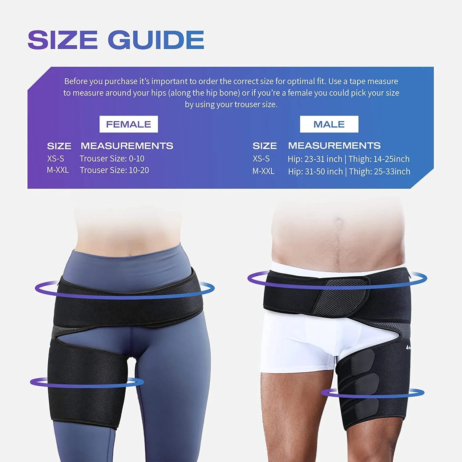 Always Ready Hip Brace for Sciatica Pain Relief with Hot & Cold Gel Pack, SI Belt/Sacroiliac Belt for Hip Pain, Adjustable Compression Wrap for Groin, Thigh, Leg & Hamstring, Men & Women (XS-S)