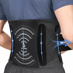 Back Brace for Men Women Lower Back Pain Relief with 7 Stays, Adjustable Support Weight Belt for Herniated Disc, Sciatica, Scoliosis, Breathable Lumbar Support Brace with Hot &Cold Pad Therapy Pocket (M (Waist 39''-55''))