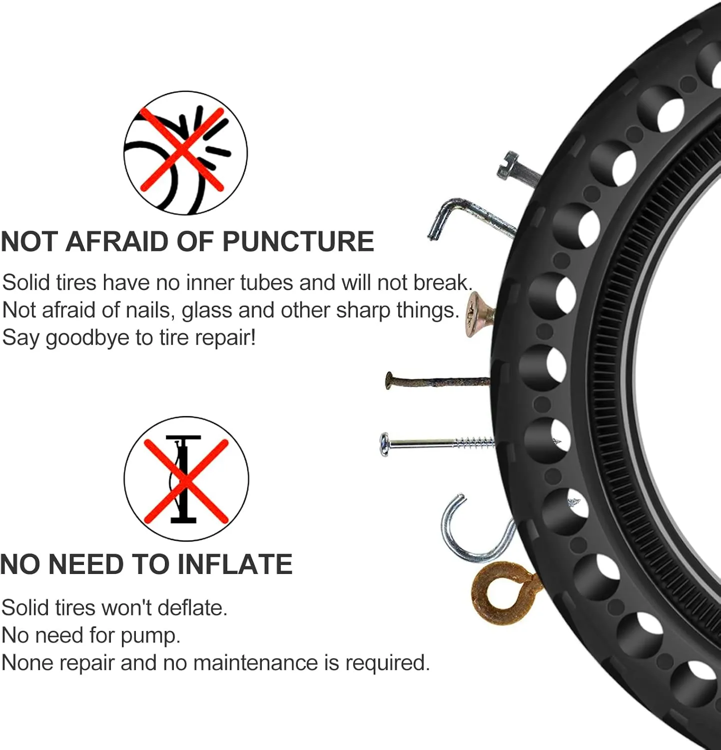 BANGTING 2PCS 8.5x2 inches Solid Tires for Electric Scooter, 8 1/2 x2 Tire for Gotrax GXL V2 / XR/APEX, 50/75-6.1 Tire Replacement for Xiaomi Pro 2 / M365 / 1S and All 8.5'' Scooter Tires