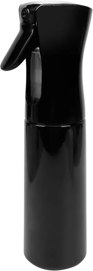 Continuous Spray Bottle for Hair (10.1oz/300ml) - 2 Seconds of Mist - Empty Ultra Fine Plastic Water Sprayer, For Hairstyling, Cleaning, Salons, Plants, Essential Oil Scents & More - Black