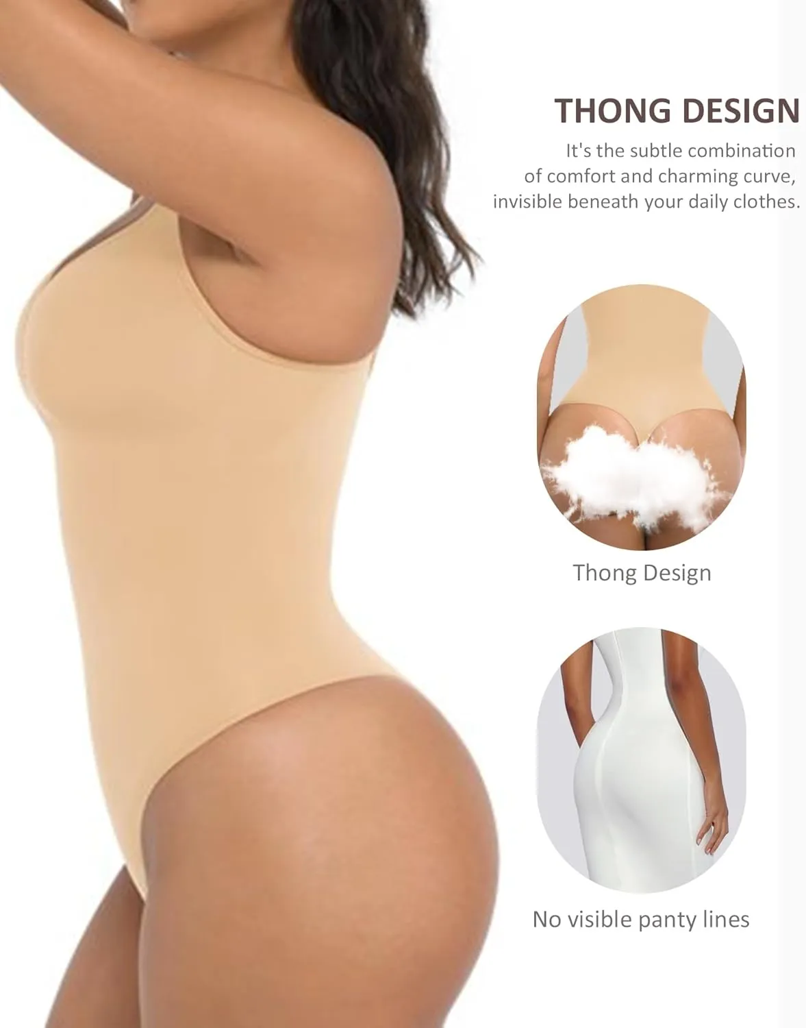FeelinGirl Shapewear Bodysuit for Women Tummy Control Seamless Sculpting Snatched Waist Body Suit Body Shaper Thong