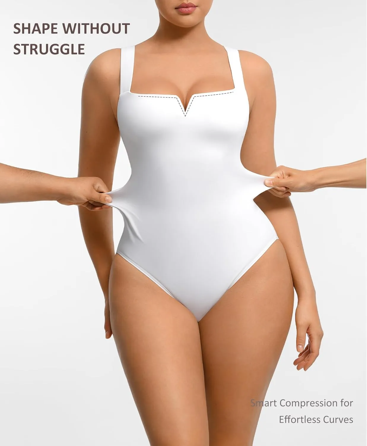 FeelinGirl Square Neck Bodysuit for Women Sleeveless Tummy Control Slimming Bodysuit Going Out Tank Tops