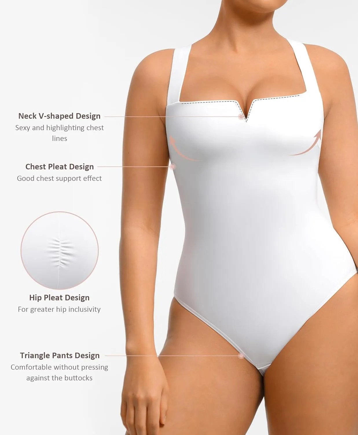 FeelinGirl Square Neck Bodysuit for Women Sleeveless Tummy Control Slimming Bodysuit Going Out Tank Tops