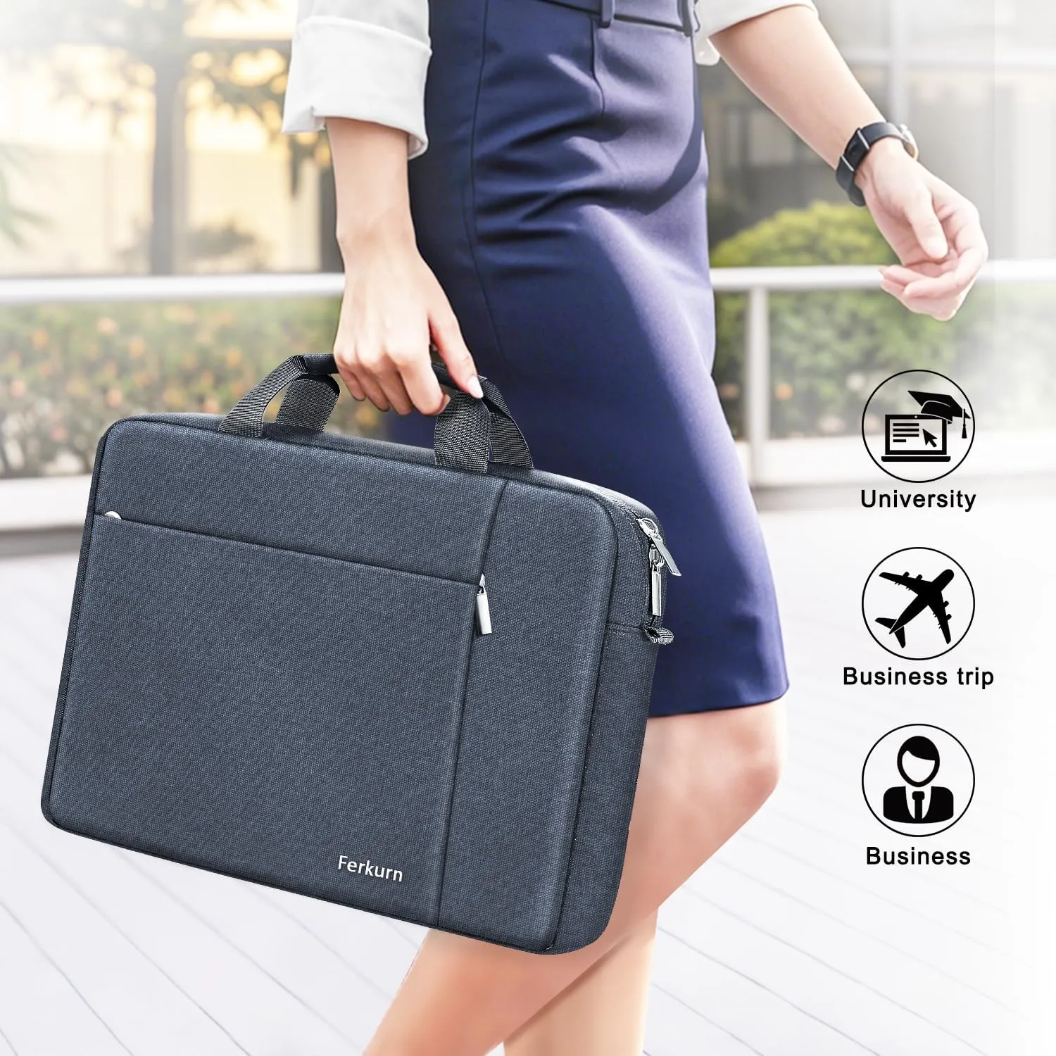 Ferkurn 17 17.3 Inch Laptop Bag Women Men Compatible with HP Envy Pavilion Omen/LG Gram/MSI/Dell Inspiron XPS/Lenovo Thinkpad/Acer, Shoulder Strap Carrying Briefcase Messenger Computer Bag Case, Grey