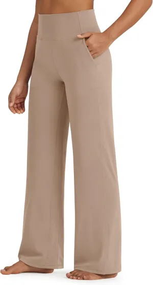 G4Free BareFeel Yoga Pants Women Wide Leg Pants with Pockets High Waisted Dress Pants Comfy Sweatpants 29"/31"/33"