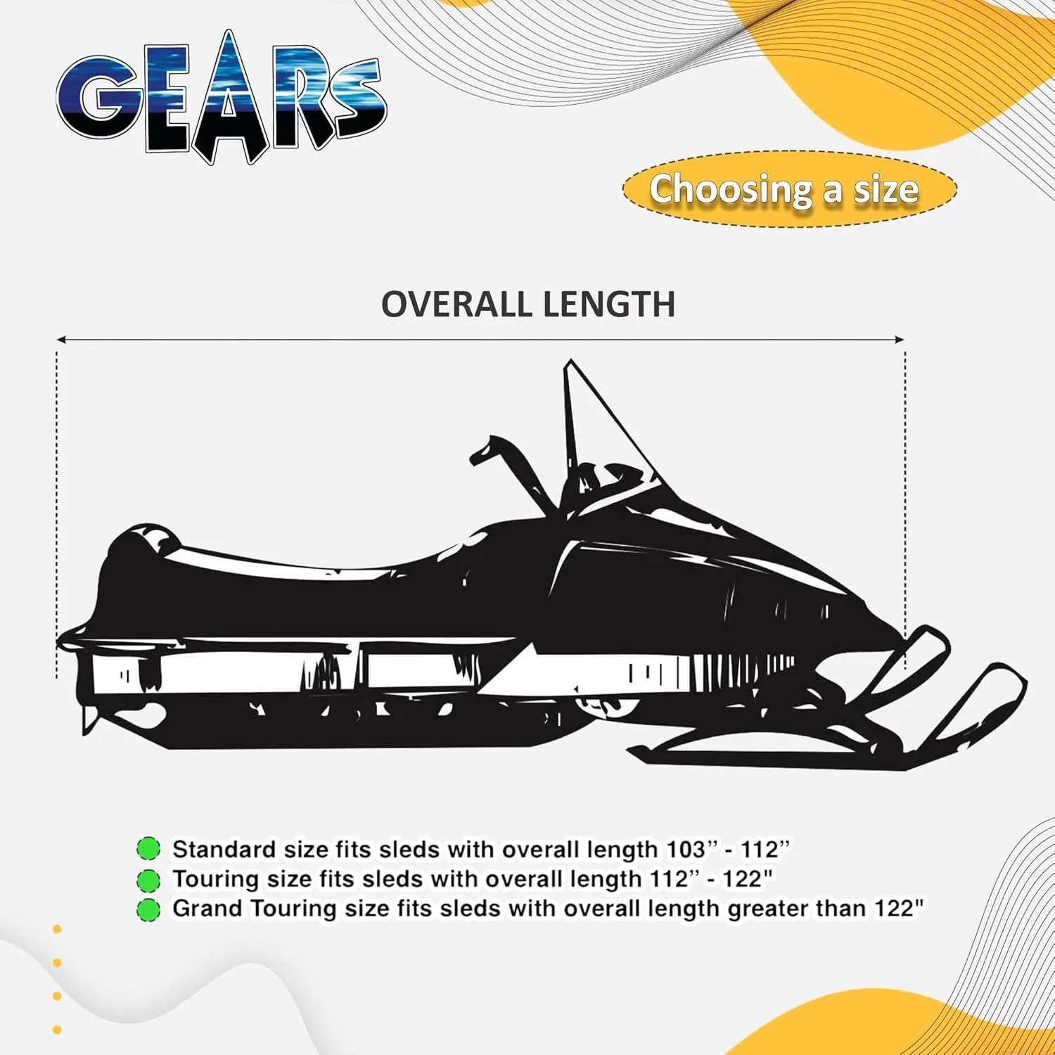 GEARS Universal Snowmobile Storage Cover - All-Weather Protection for Storing Your Sled - Waterproof Tarp Snowmobile Cover That Fits Most Sleds - (Grand Touring Size)