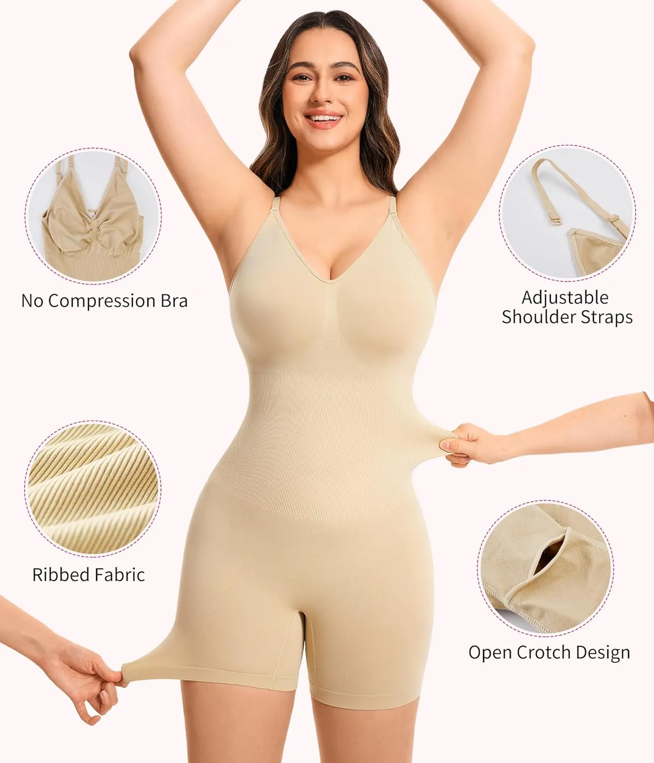 Gotoly Shapewear Bodysuit for Women Tummy Control Seamless Full Body Shaper V-Neck Waist Trainer Snatched Body Suit