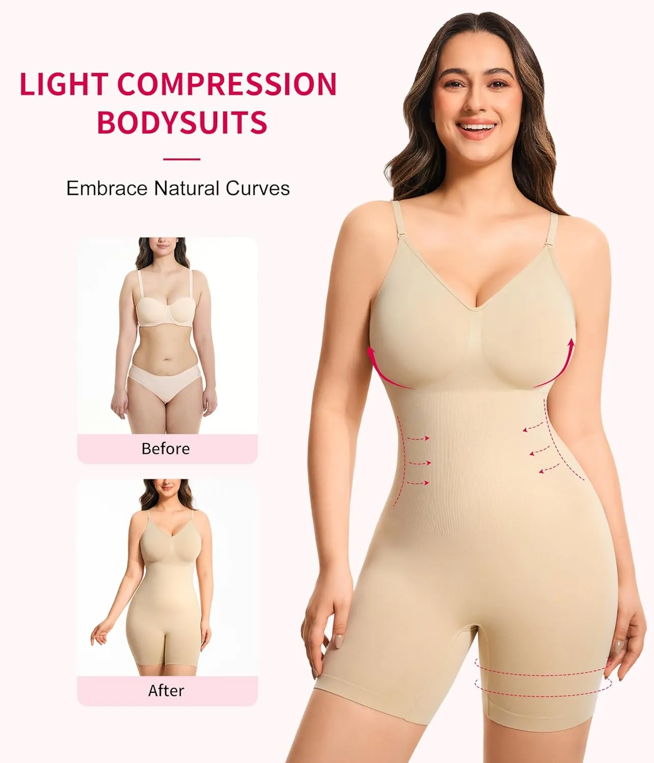 Gotoly Shapewear Bodysuit for Women Tummy Control Seamless Full Body Shaper V-Neck Waist Trainer Snatched Body Suit