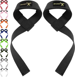 ihuan Wrist Straps for Weight Lifting - Lifting Straps for Weightlifting | Gym Wrist Wraps with Extra Hand Grips Support for Strength Training | Bodybuilding | Deadlifting