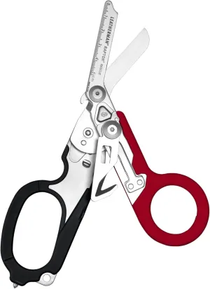 LEATHERMAN, Raptor Rescue, 6-in-1 Heavy-Duty Emergency/Trauma Shears with Carbide Glass Breaker & Strap Cutter, Made in the USA, Utility Sheath Included Red/Black, With Utility Holster