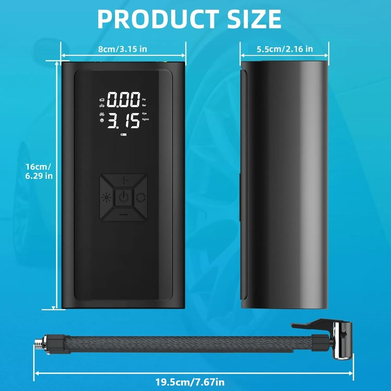 Led Light Tire Inflator Portable Air Compressor Pump with Digital Tire Pressure Gauge Bn-link