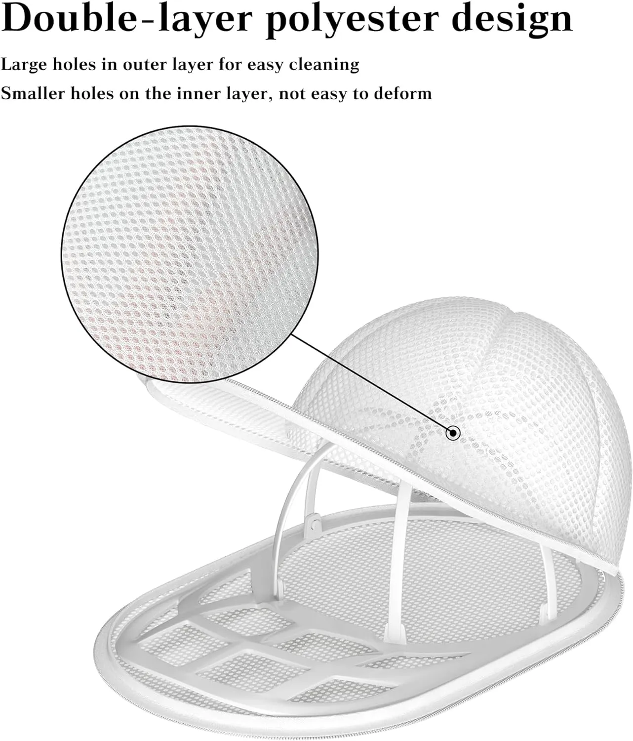 LONGD Baseball Cap Washer Cage - Sturdy Frame Laundry Protector for Adult/Kids Hats, Machine Safe Cleaner (1-Pack)