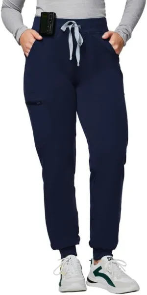 Medical Scrub Pants for Women - Mid Rise 4-Way Stretch Anti-Wrinkle Slim Fit Jogger Pants, Drawstring & 5 Pockets