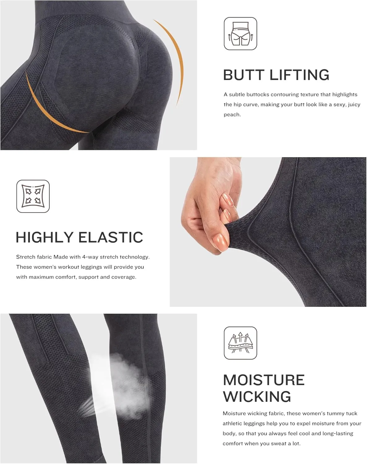 NORMOV Seamless Workout Butt Lifting Leggings - Booty Scrunch Gym Leggings for Women