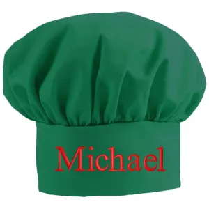 Personalized Embroidered Add A Name Chef Hat - Adults & Kids Sizes - 12 Popular Colors - Great Gift Kelly Green