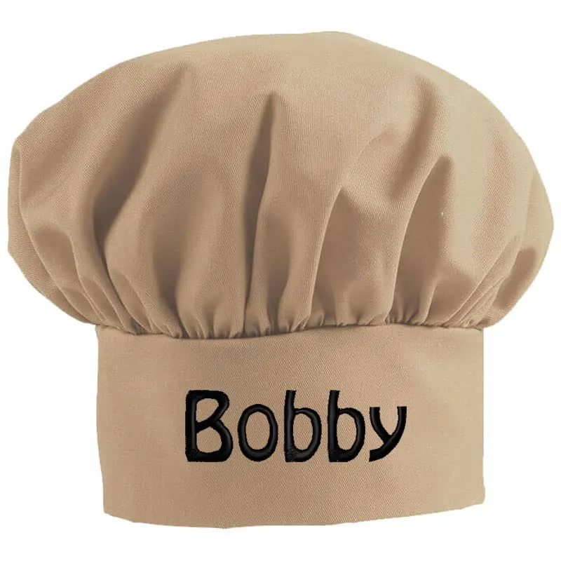 Personalized Embroidered Add A Name Chef Hat - Adults & Kids Sizes - 12 Popular Colors - Great Gift Khaki
