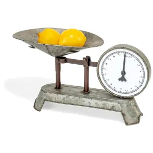 Red Co. 17” x 9” Vintage Reproduction Decorative Galvanized Metal Display Bowl, Kitchen Counter Scale