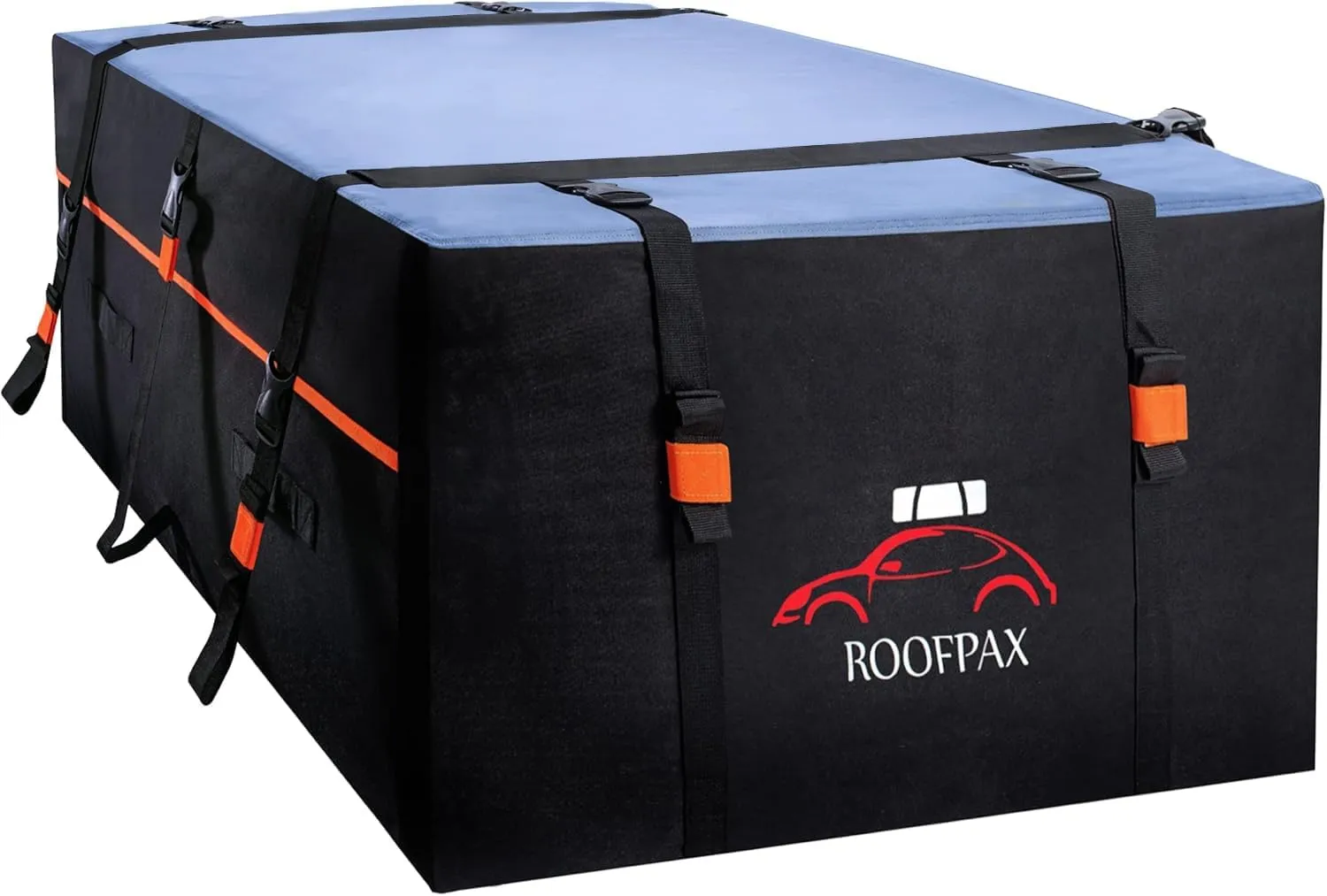 RoofPax Waterproof 19 Cubic Feet Rooftop Cargo Carrier Bag  Heavy Duty Car Roof Storage with Double Zipper & Tie Down Straps  Fits Cars with or Without Roof Rack