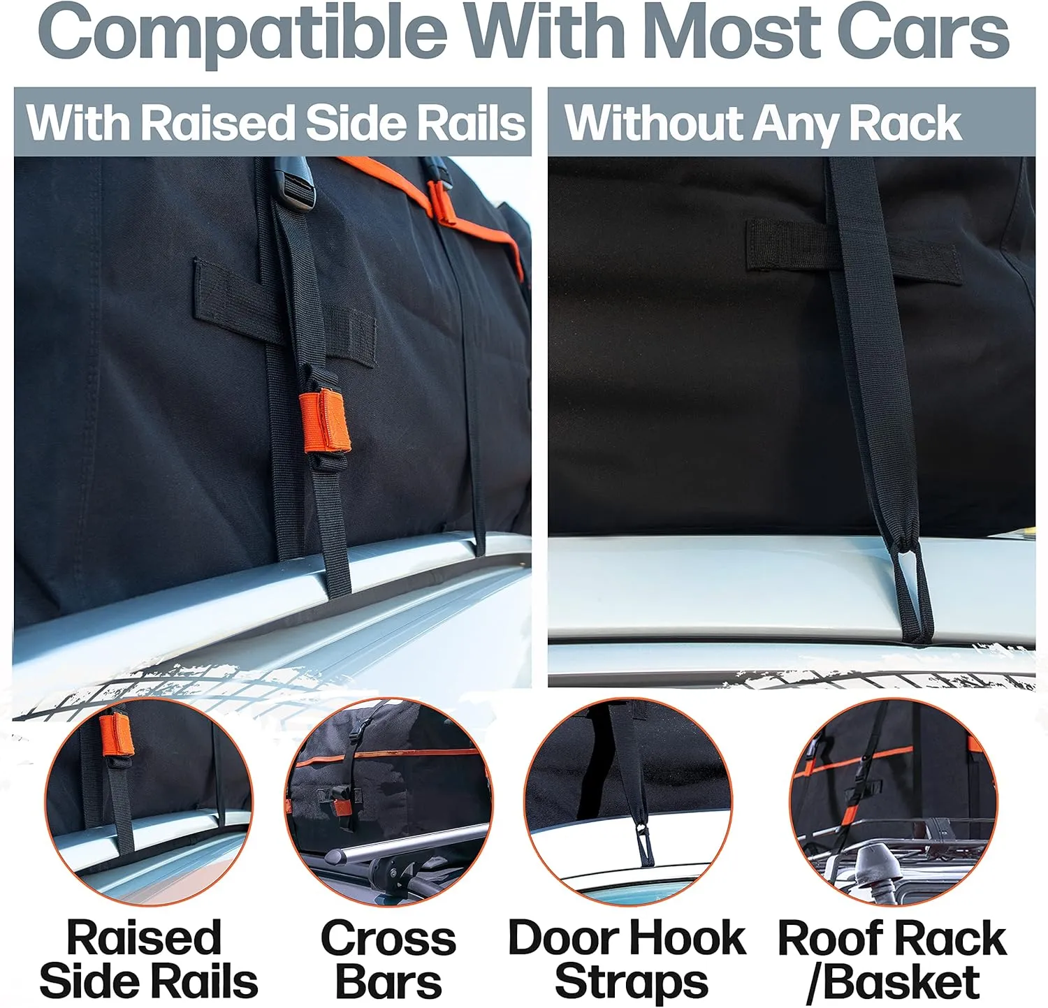 RoofPax Waterproof 19 Cubic Feet Rooftop Cargo Carrier Bag  Heavy Duty Car Roof Storage with Double Zipper & Tie Down Straps  Fits Cars with or Without Roof Rack