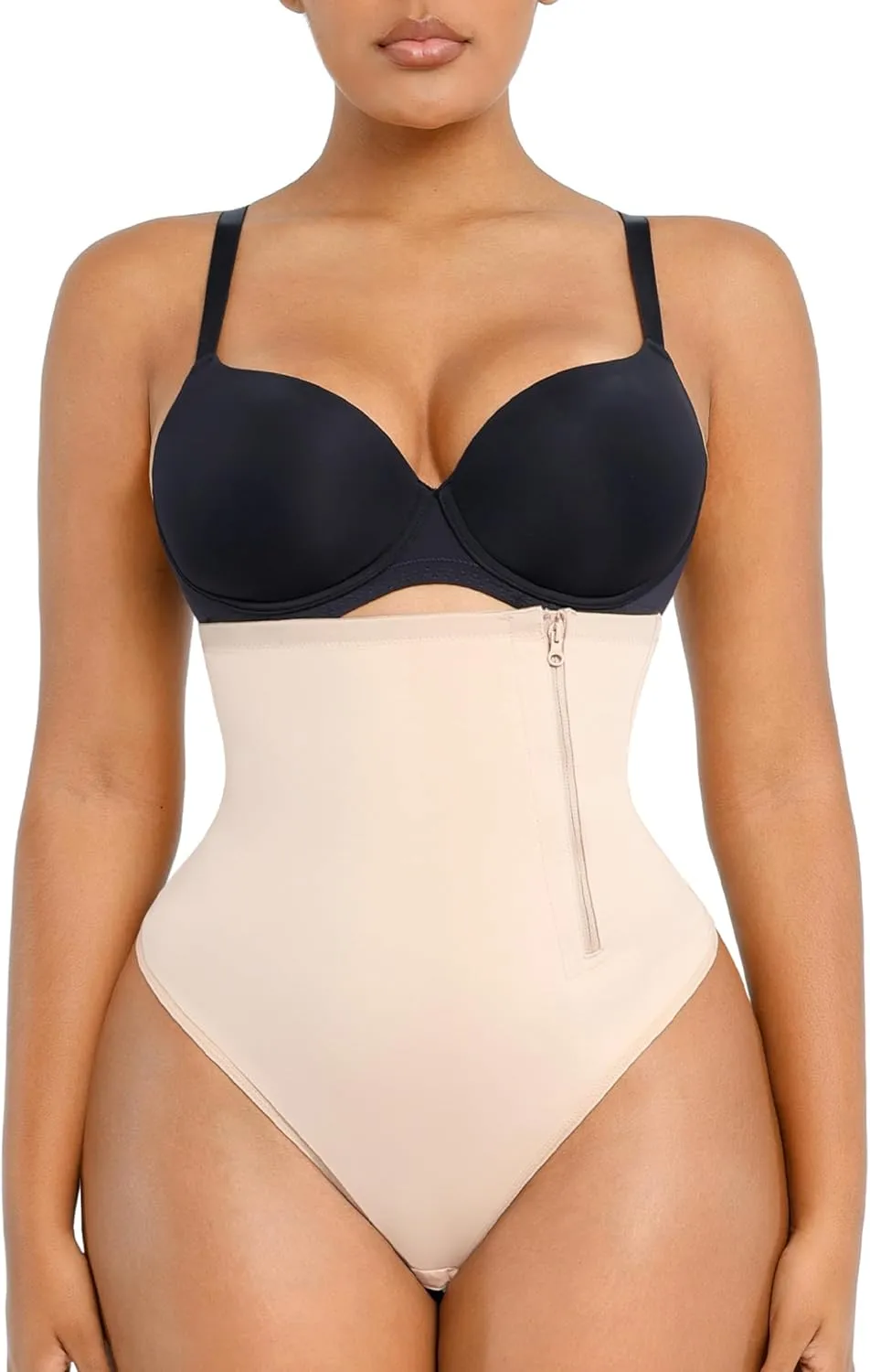 SHAPELLX Tummy Control Shapewear Side Zipper Panties Body Shaper for Women Compression Shapewear Thong Girdle Waist Shaper