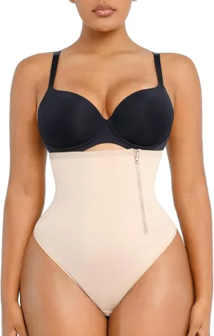 SHAPELLX Tummy Control Shapewear Side Zipper Panties Body Shaper for Women Compression Shapewear Thong Girdle Waist Shaper