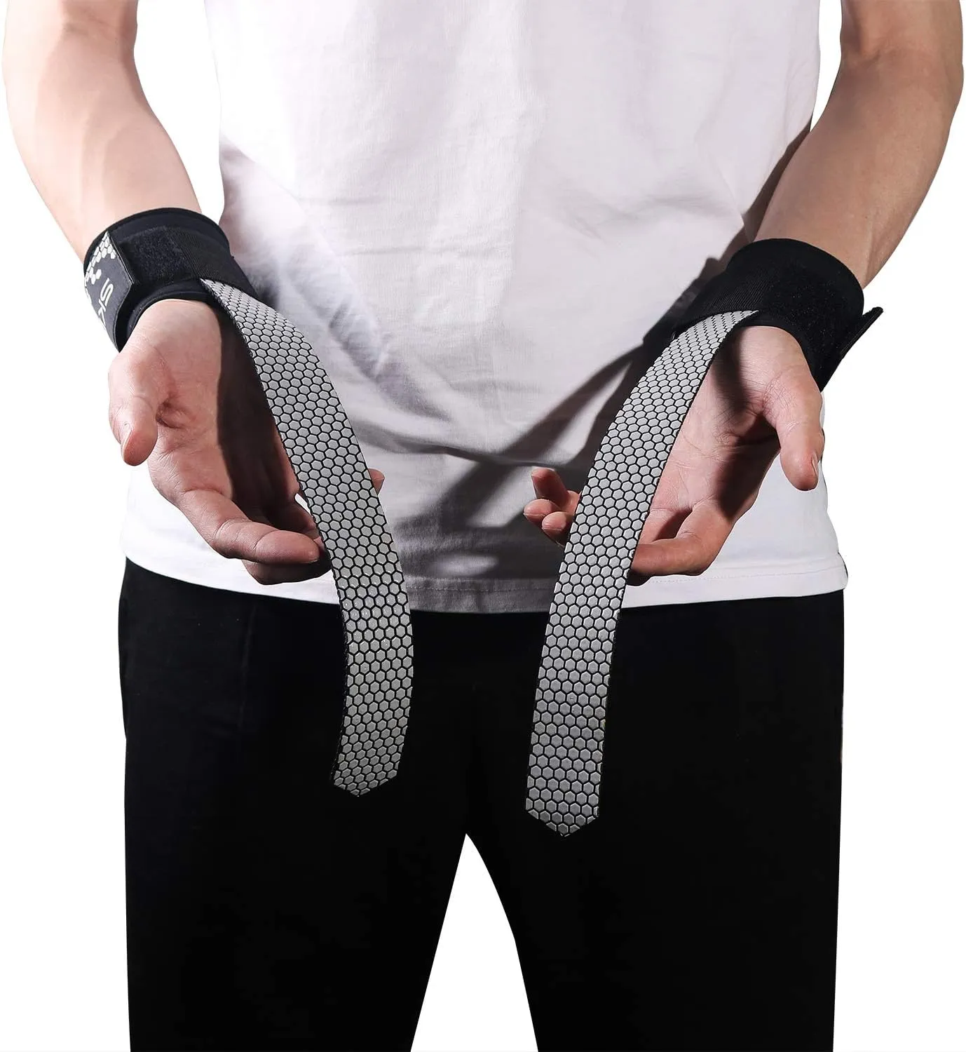SKDK Cotton Hard Pull Wrist Lifting Straps Grips Band-Deadlift Straps with Neoprene Cushioned Wrist Padded and Anti-Skid Silicone - for Weightlifting, Bodybuilding, Xfit, Strength Training