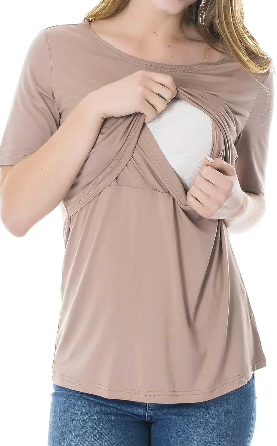 Smallshow Women's Maternity Nursing Tops Short Sleeve Breastfeeding Clothes