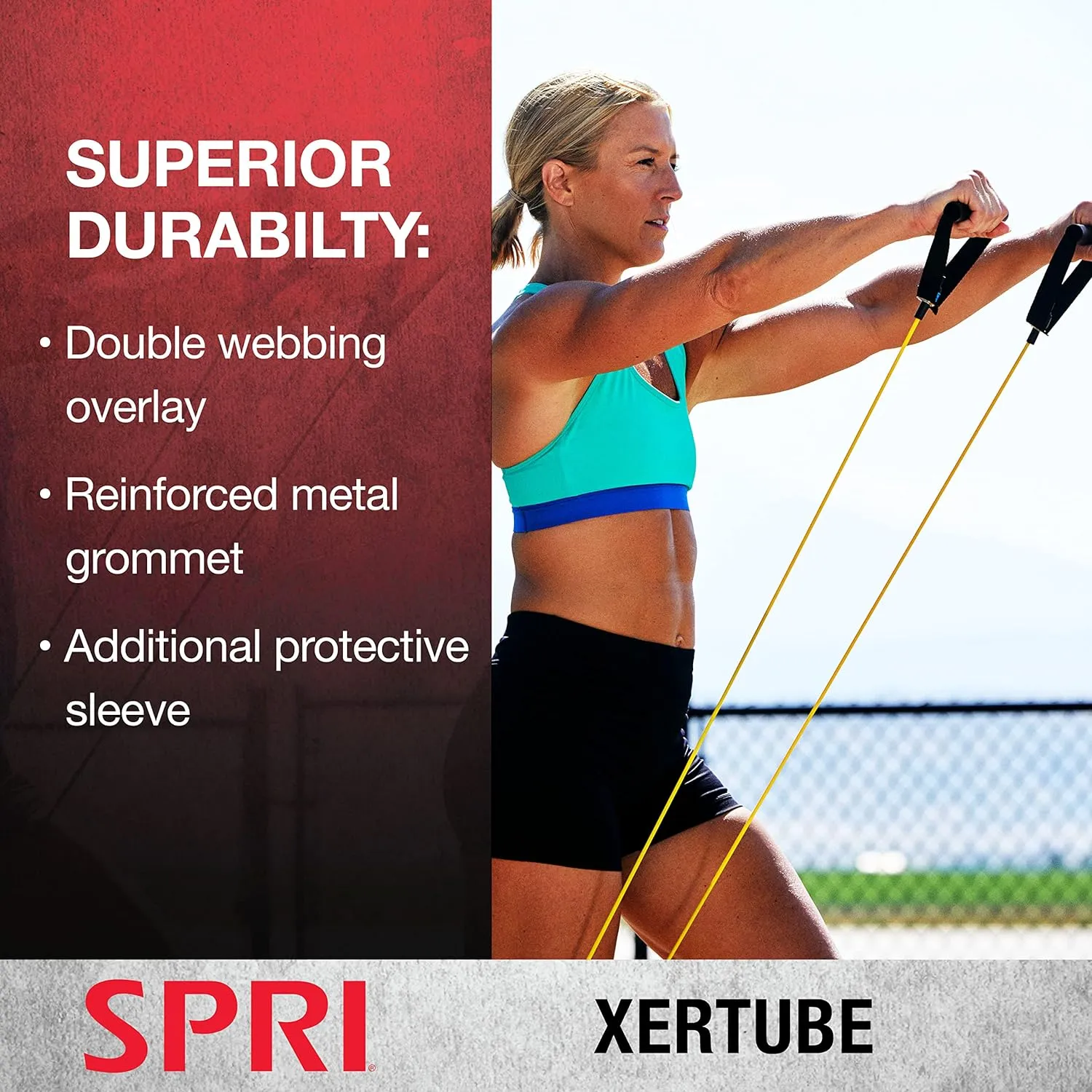 SPRI Xertube Resistance Bands with Handles  All Exercise Cords Sold Separately with Home Gym Workout Fitness Door Anchor Attachment Option