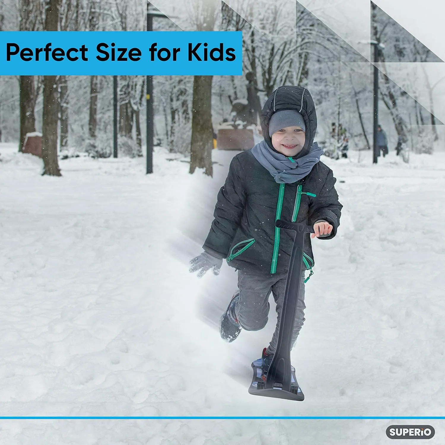 Superio 2 Pack Kids Snow Scooter, Ski Scooter, Snowboard, Snow Sled, Sledge Folding Sliding Ski Snowboard with Grip Handle