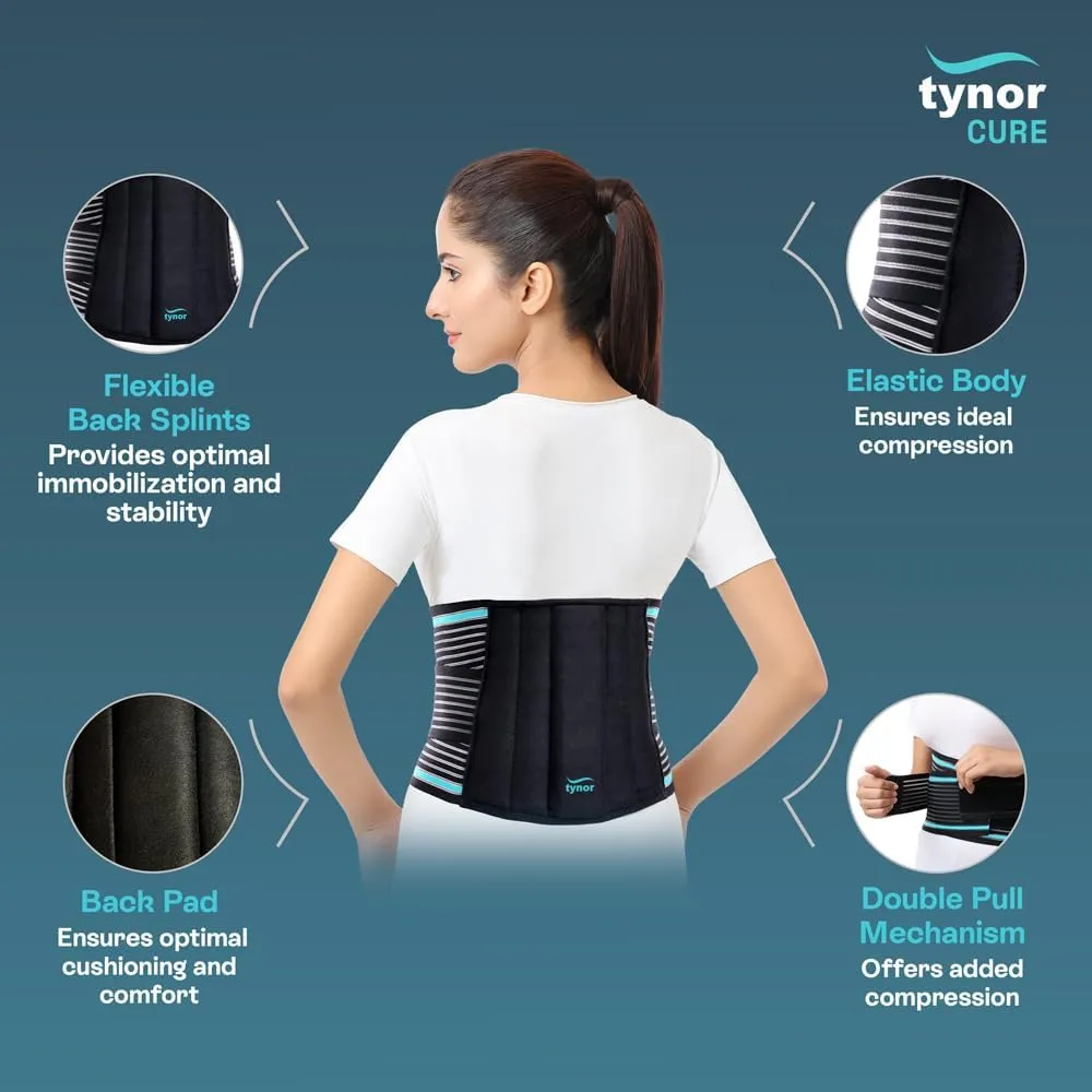 TYNOR Back Support Belt Adjustable Back Brace for Lower Back Pain,Breathable Lumbar Support Belt for Men & Women, Lower Back Brace for Herniated Disc, Sciatica & Heavy Lifting (Medium, Classic Black)