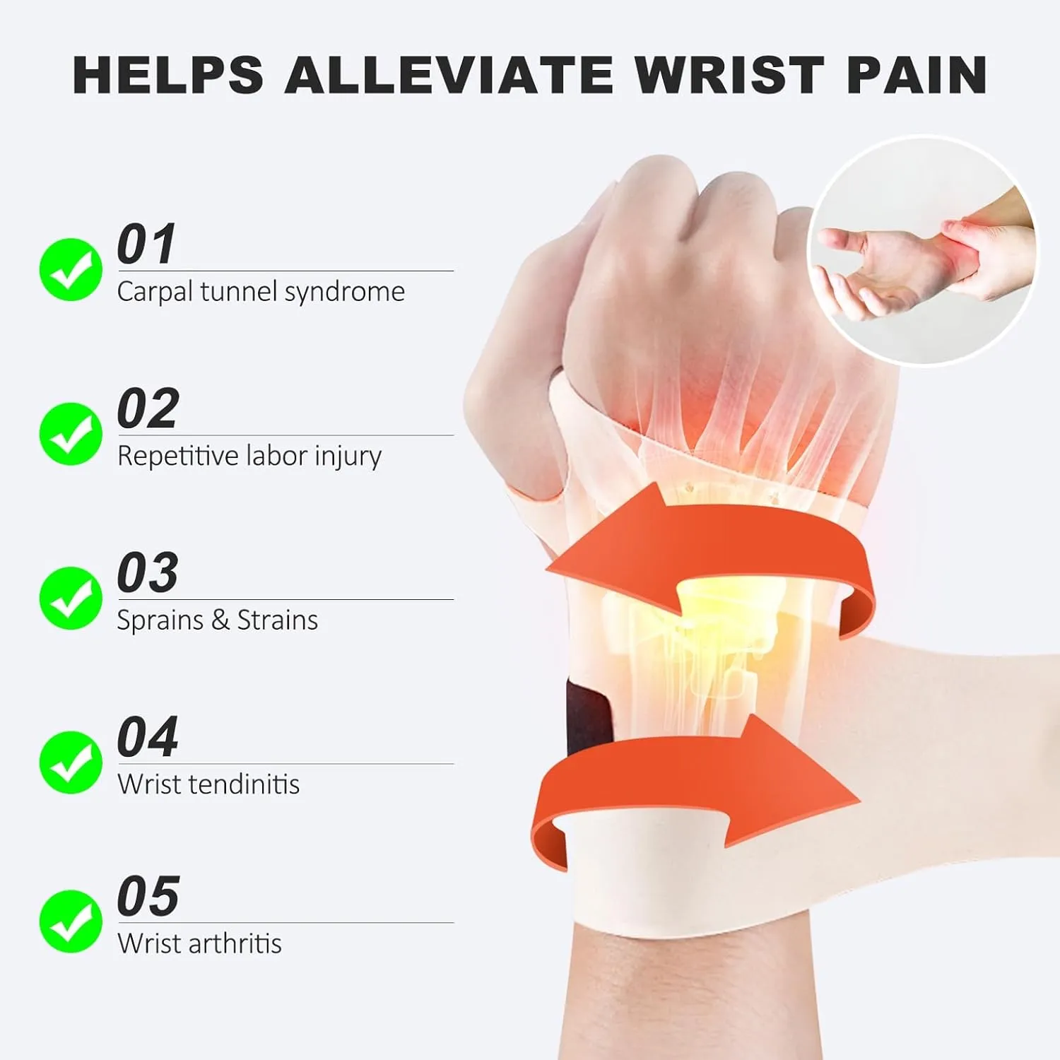 Ulnar Wrist Brace for Right & Left Hand, Ultra-Thin Elastic Wrist Wrap Compression for TFCC Tear and Repetitive Wrist Use Injury, Wrist Support for Carpal Tunnel, Tendonitis, Pain Relief (Skin)