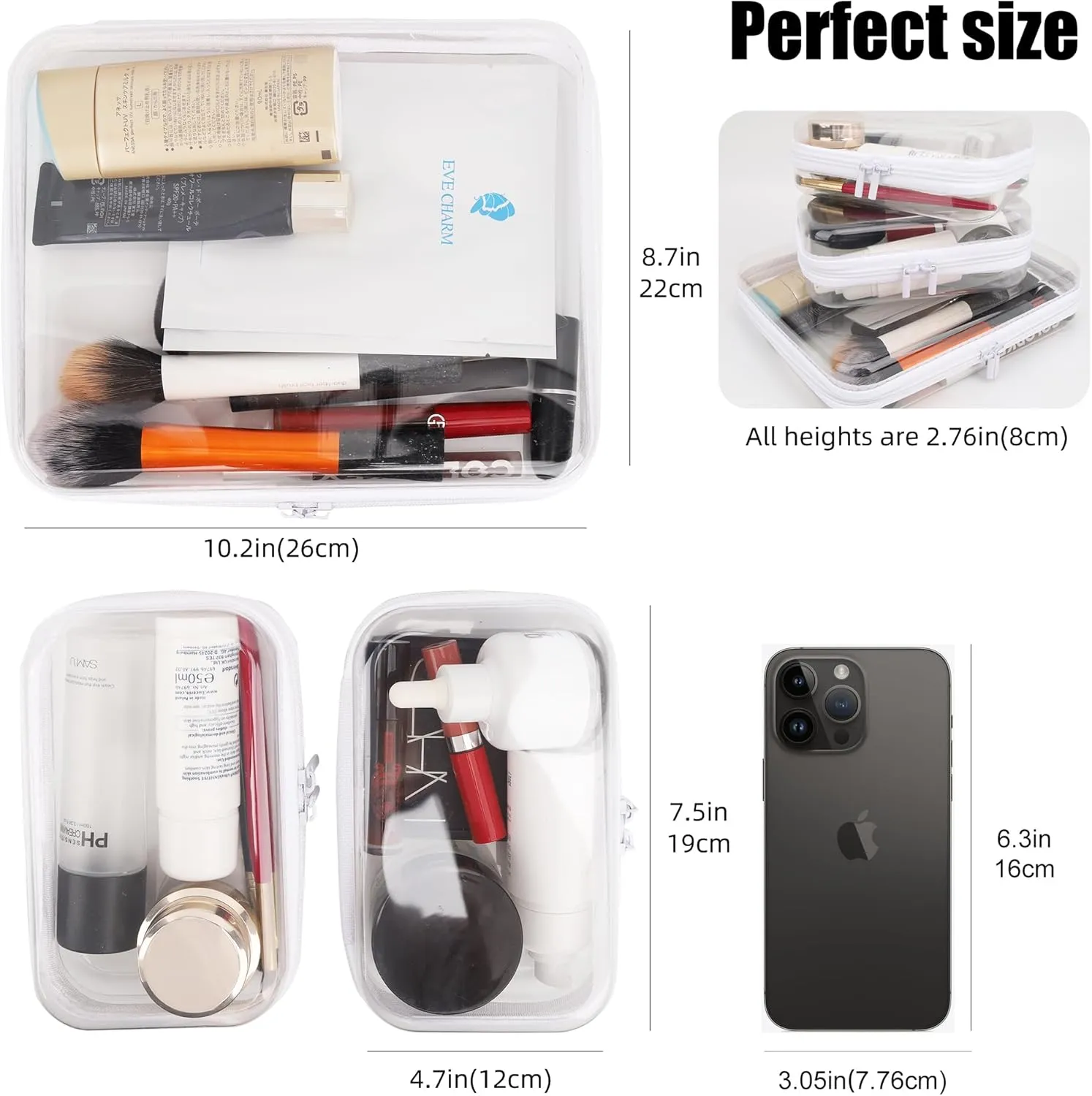 Veki 3 Pieces Set Marble Makeup Bag Waterproof Travel Cosmetic Bag Portable Makeup Bags Organizer for Women and Girls Toiletry Bag Pouch Travel Organizer Cases