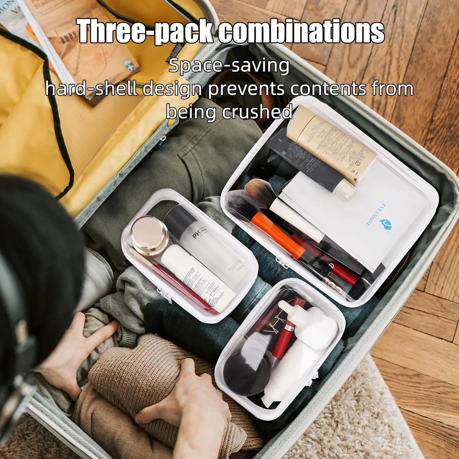 Veki 3 Pieces Set Marble Makeup Bag Waterproof Travel Cosmetic Bag Portable Makeup Bags Organizer for Women and Girls Toiletry Bag Pouch Travel Organizer Cases