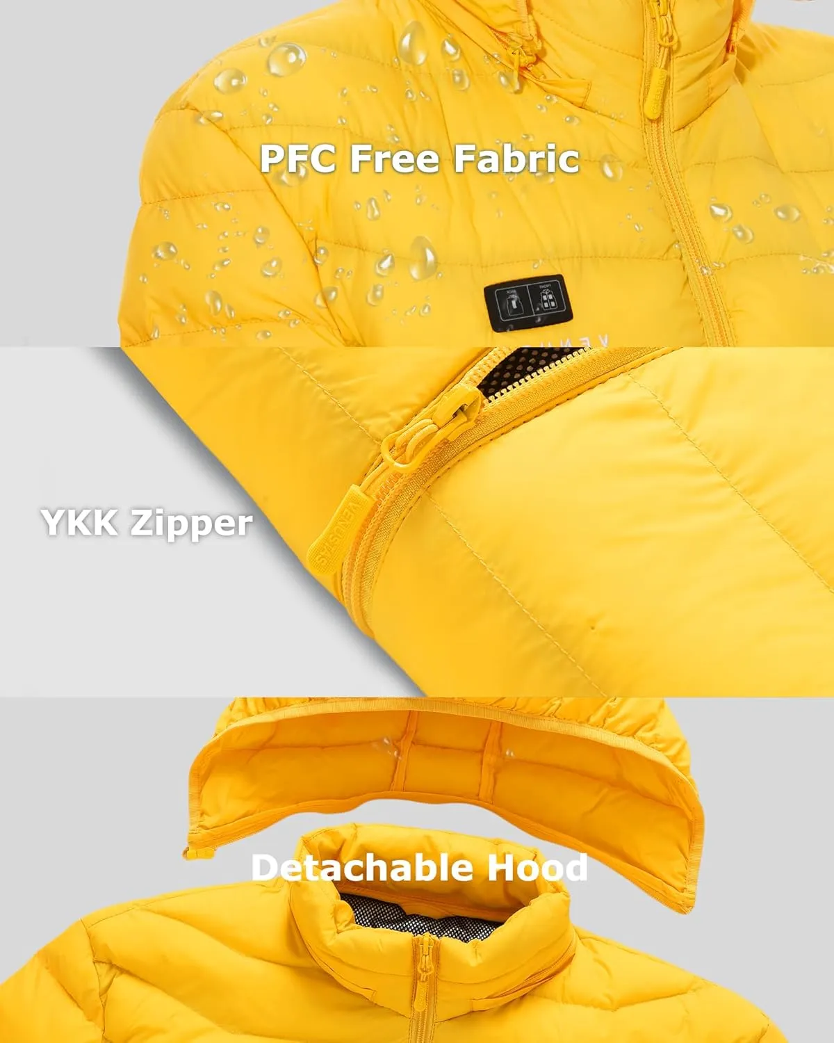 Venustas Unisex Dual-Control Heated Jacket, Water-resistant Heated Coat for Women and Men with Battery Included