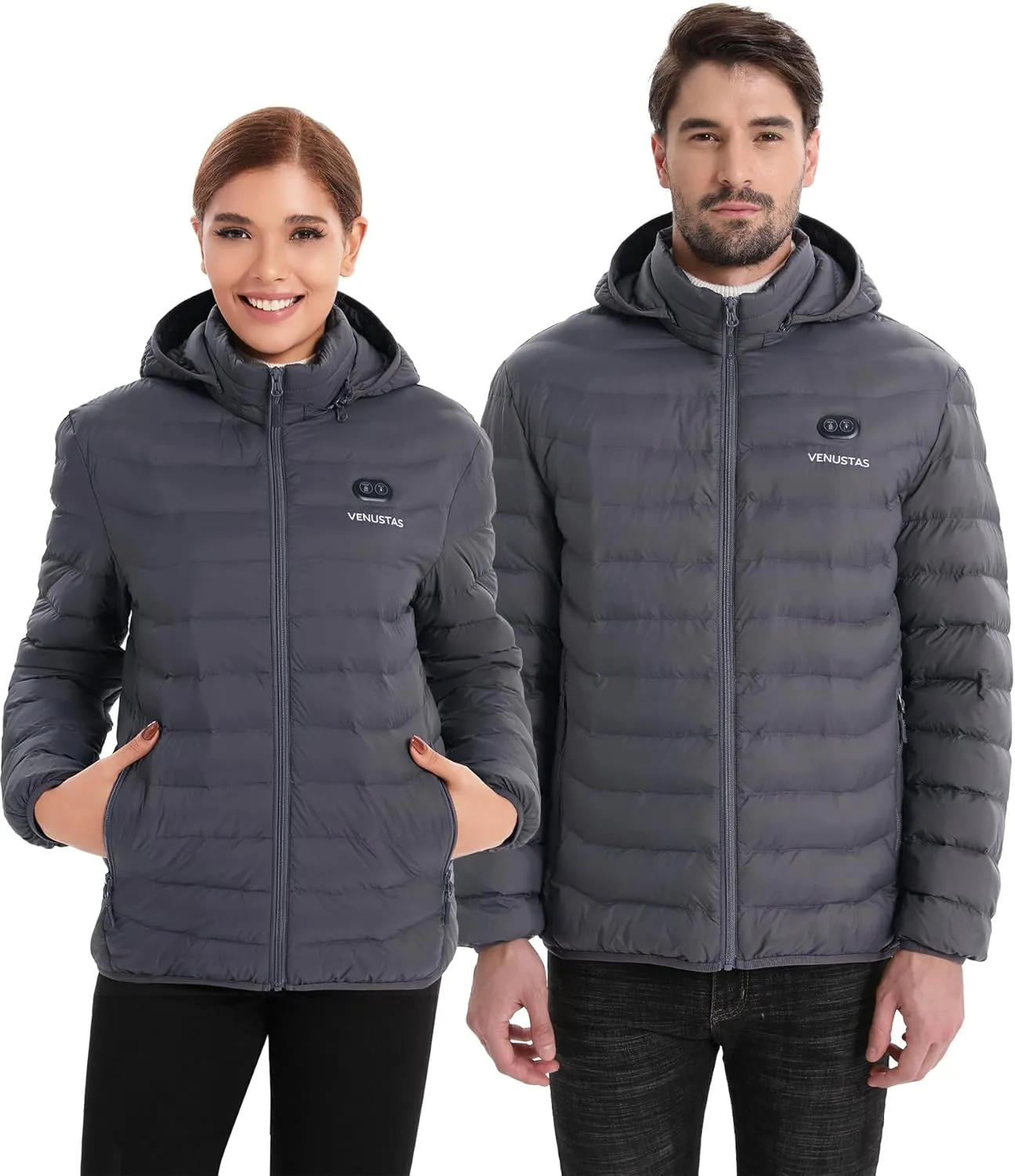 Venustas Unisex Dual-Control Heated Jacket, Water-resistant Heated Coat for Women and Men with Battery Included