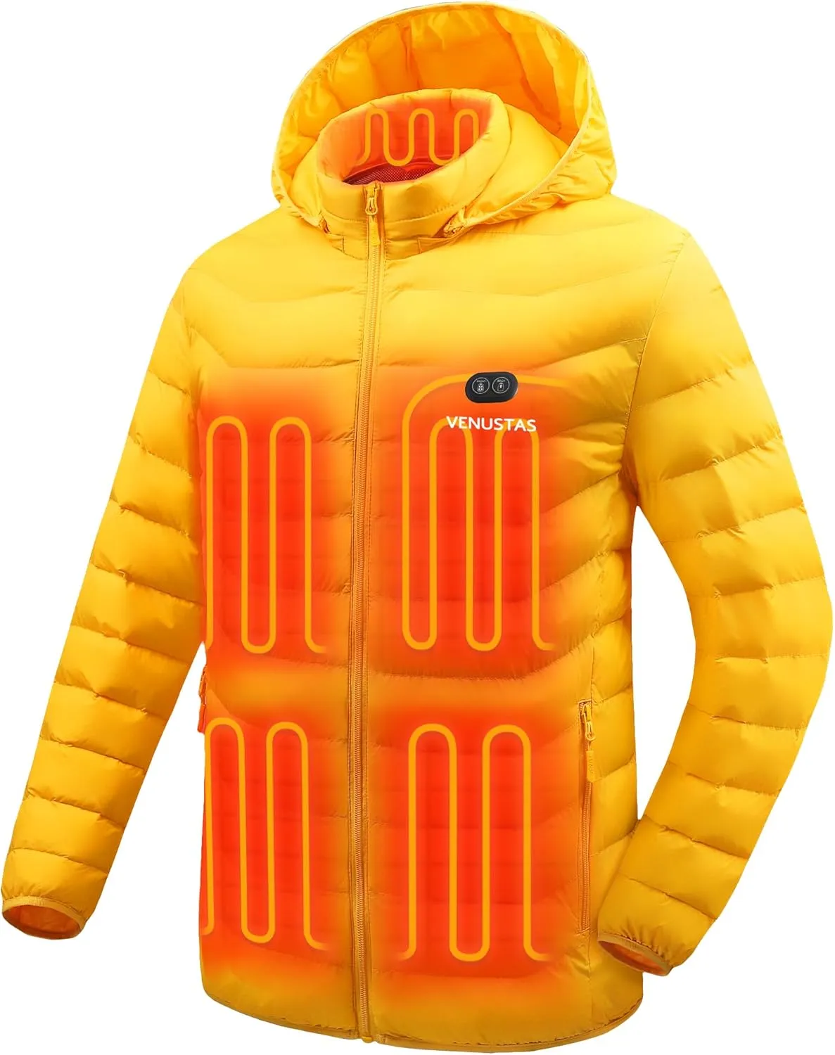 Venustas Unisex Dual-Control Heated Jacket, Water-resistant Heated Coat for Women and Men with Battery Included